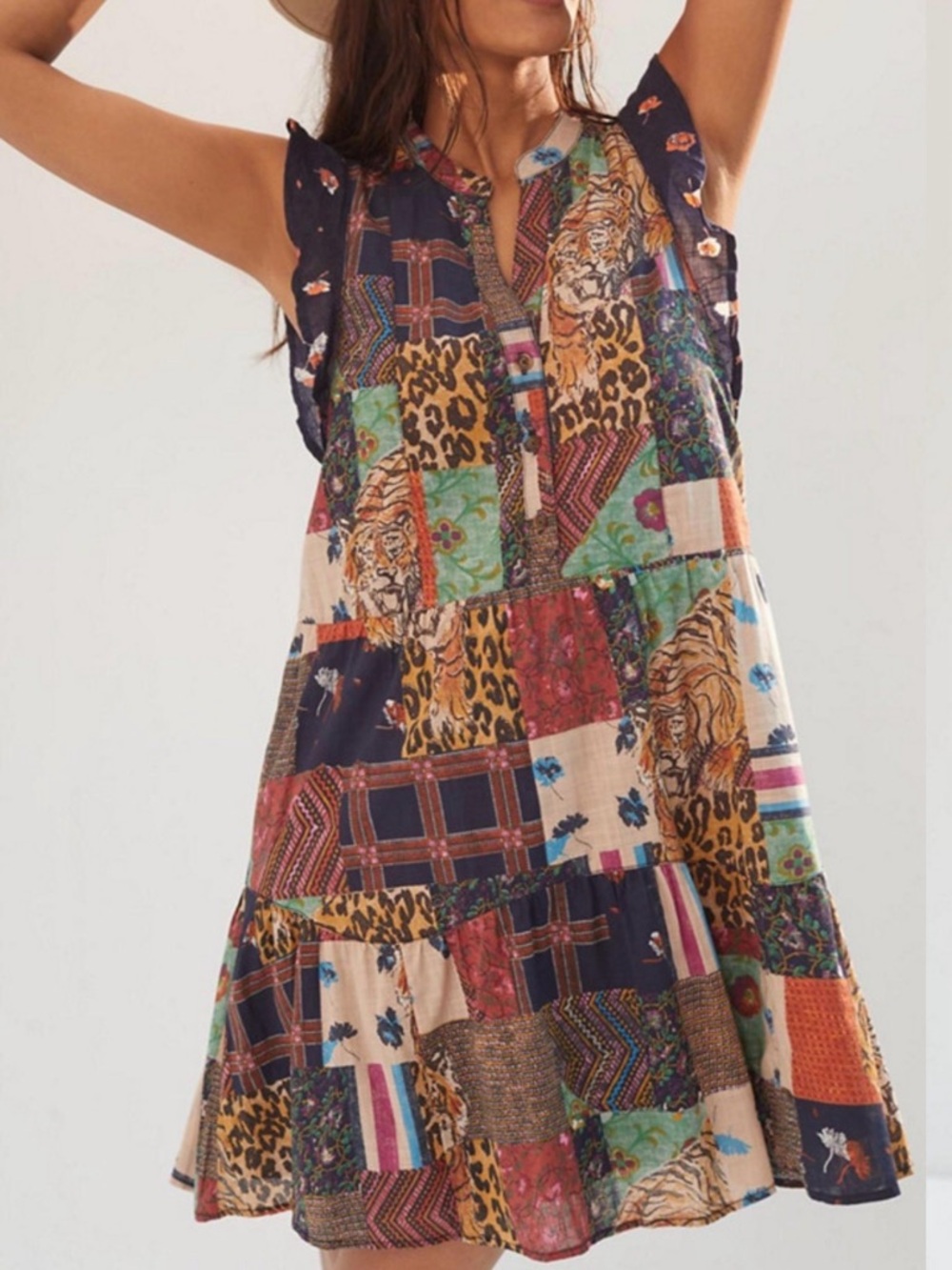 Pilcro by Anthropologie Patchwork Printed Sleeveless Dress in Multi Sz M P2P 20’